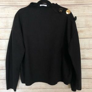 Zara Black Embellished Mock Neck Sweater